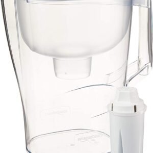 Amazon Basics 10-Cup Water Pitcher with Filter, Compatible with Brita, 1 Pack, White