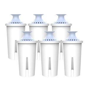 AQUA CREST Alkaline Water Filter, Intended for Brita® Pitchers and Dispensers, Everyday, UltraMax, Metro+, XL and More, NSF Certified, 2 Months, 6 Count, Mineralized Alkaline...