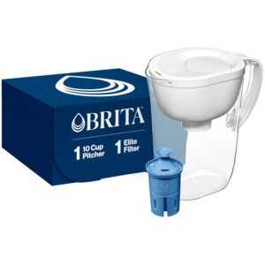 Brita Everyday Elite Water Filter Pitcher, Removes 99% of Lead, Includes 1 Filter, 10-Cup Capacity, White