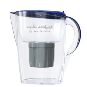 Epic Water Filters Nano | Water Filter Pitchers for Drinking Water | 10 Cup | 150 Gallon Filter | Gravity Water Filter | Removes Virus, Bacteria, Chlorine | Water Purifier (Navy...