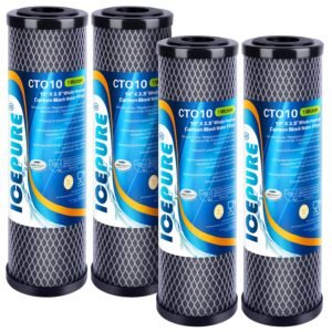 ICEPURE 1 Micron 2.5" x 10" Whole House CTO Carbon Sediment Water Filter Cartridge Compatible with DuPont WFPFC8002, WFPFC9001, SCWH-5, WHCF-WHWC, WHCF-WHWC, FXWTC, CBC-10, RO...