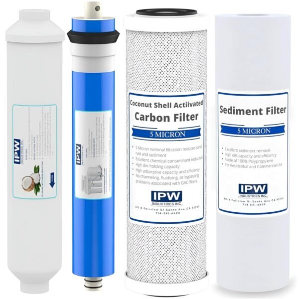 IPW Industries Universal 4-Stage Under Sink Reverse Osmosis Replacement Filter Kit | Replace Every 6-12 Months for Pure, Refreshing Water
