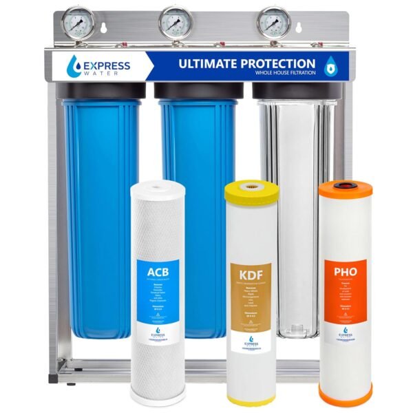 Whole House Water Filter System| ULTIMATE PROTECTION | 3 Stage Water Purifier Whole Home, Top-Tier Heavy Metal + Anti-Scale Filters, High Reduction in Scale, Chloramine,...